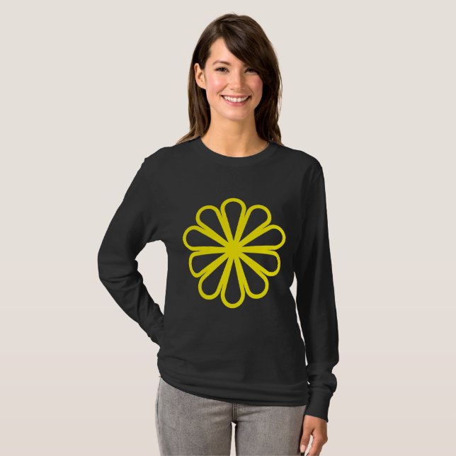 Camiseta Flor Geométrico 07 - Amarelo (Frente Completa)