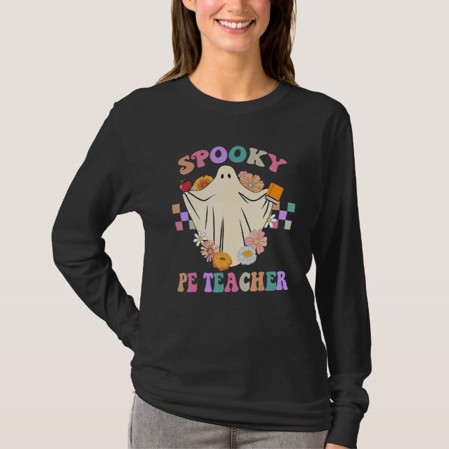 Camiseta Flor Ghost Spooky PE Professora Halloween (Frente)