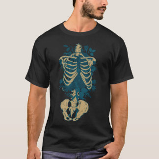 Camiseta Flor Gótico E Ossos