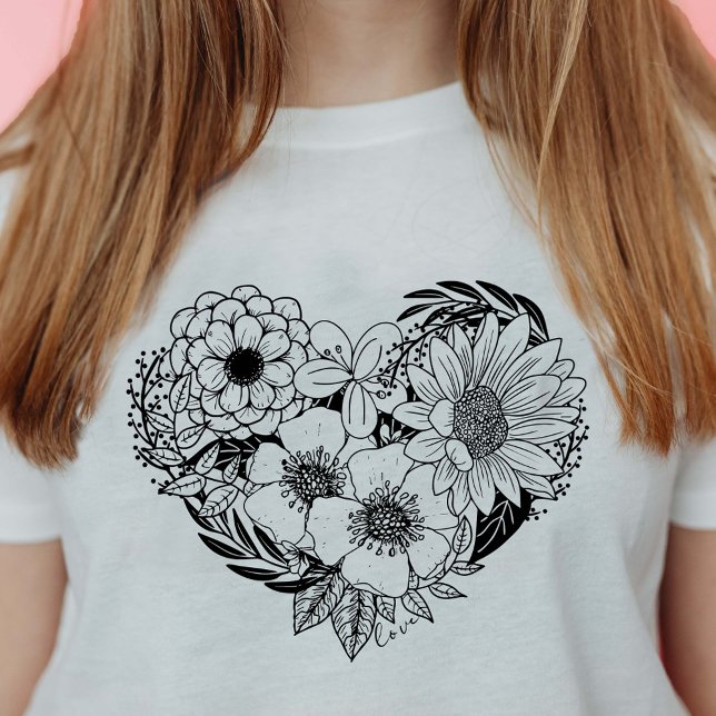 Camiseta Flor Heart Love (Criador carregado)