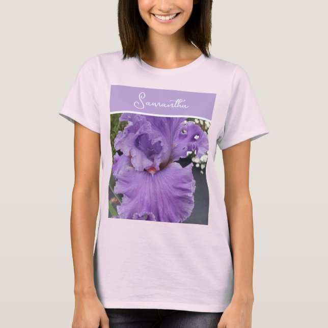 Camiseta Flor Iris Flores Roxo Lavanda Lilás Floral (Frente)
