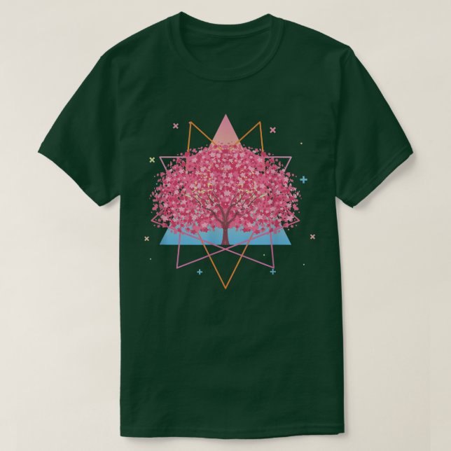 Camiseta Flor japonês Flor Sakura Tree Vaporwave Cher (Frente do Design)