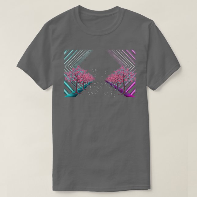 Camiseta Flor japonês Sakura Tree Vaporwave Cherry B, 80 an (Frente do Design)