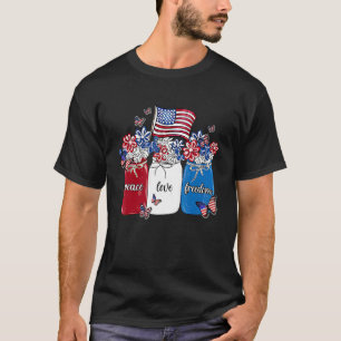 Camiseta Flor Jar Usa Sinalizador Paz Amor Liberdade Patrió