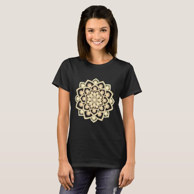 Camiseta Flor Laranja Mandala 3 (Frente Completa)