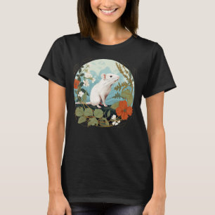 Camiseta Flor legal vermelha com rato branco para o figurin