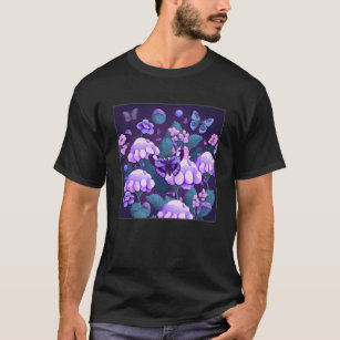 Camiseta Flor Lilac-Cute Ilustração da Árvore da Borboleta