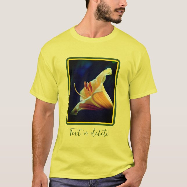 Camiseta Flor Lilar Amarelo Intenso Personalizado (Frente)