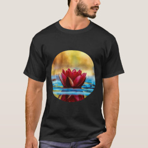 Camiseta Flor Lilar De Água De Lotus Vermelho