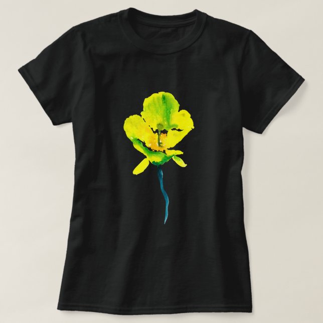 Camiseta Flor livre de abstrato amarelo (Frente do Design)