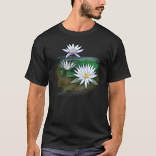 Camiseta Flor Lótus Egípcia Branca Lírio de Água para a Nat