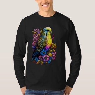 Camiseta Flor Mãe de Budgie Budgerigar Parakeet Pássaro Mãe