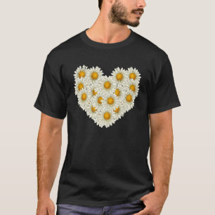 Camiseta Flor Margarida Coração Botânico Planta Jardineiro