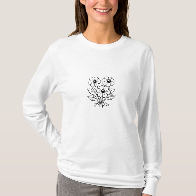 Camiseta Flor Mínima Na Linha (Frente)
