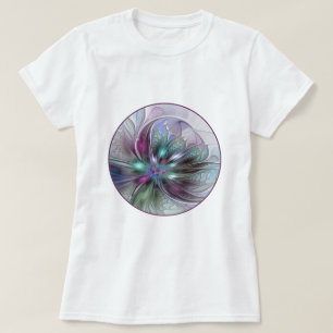 Camiseta Flor moderna do Fractal do abstrato colorido da