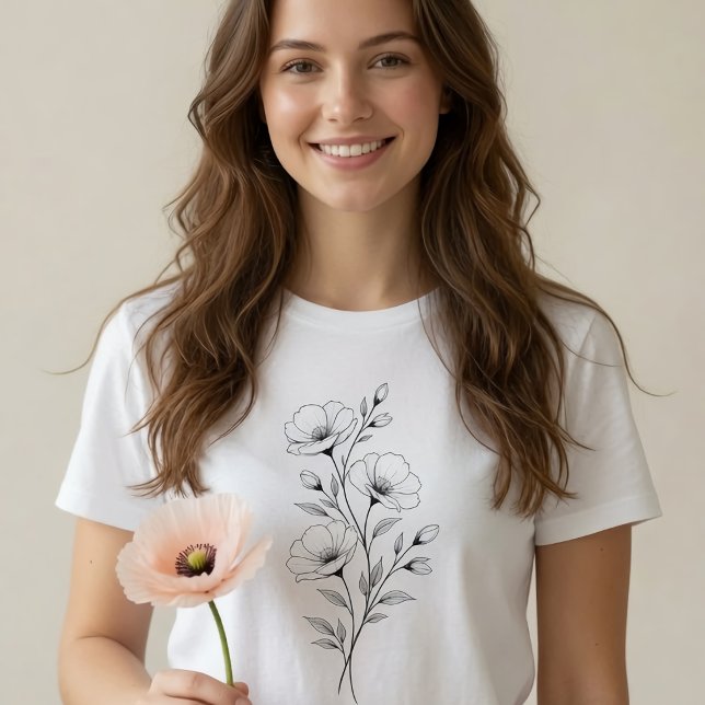 Camiseta Flor Monocromática (Criador carregado)