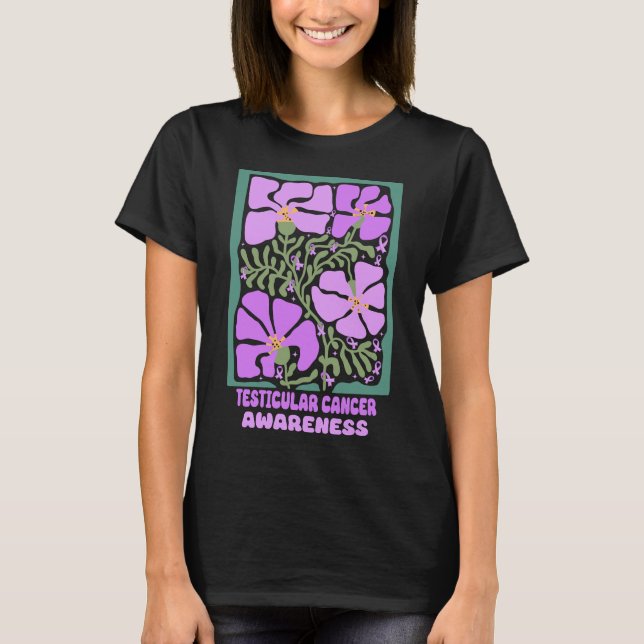Camiseta Flor Orquídea de Sensibilização do Cancer Testicul (Frente)