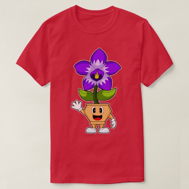 Camiseta Flor Orquídea do pote da Planta (Frente do Design)