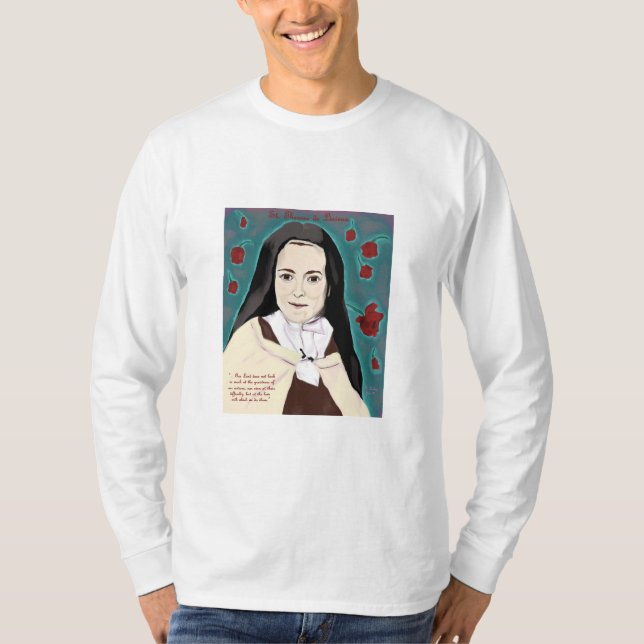 Camiseta Flor pequena o branco longo-sleeved do T (Frente)