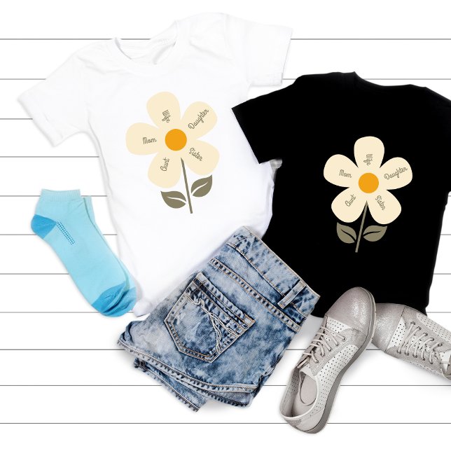 Camiseta Flor Personalizada,Função Feminina,Mãe,Esposa,Flor (Criador carregado)