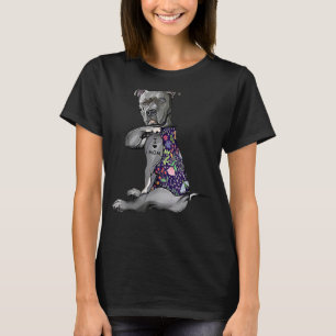 Camiseta Flor Pitbull Eu adoro mamãe Pitbull Tatuagem Mamãe