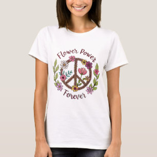 Camiseta Flor Power Forever Peace Sign 70s