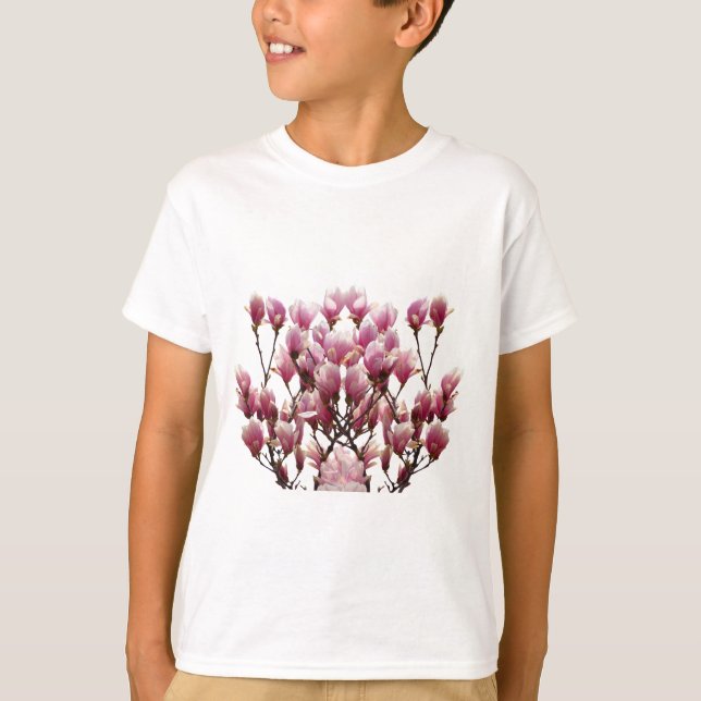 Camiseta Flor-Primavera de-Magnolias Rosa (Frente)