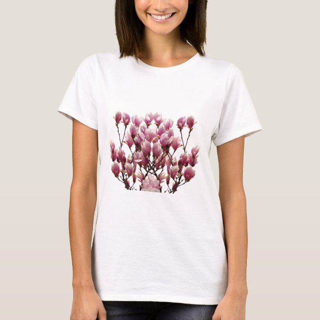 Camiseta Flor-Primavera de-Magnolias Rosa (Frente)