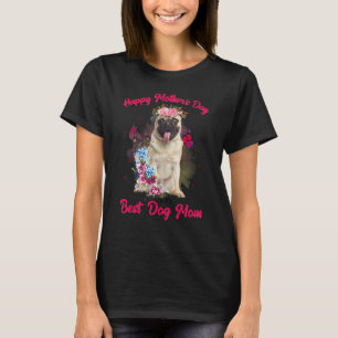 Camiseta Flor Pug Feliz Dia das Mães à Melhor Mãe de Cachor