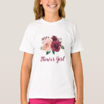 Camiseta Flor Rapariga Cinza Rosa Brilhante Rosa Floral<br><div class="desc">Esta camiseta florista apresenta um design de aquarela com rosas cor-de-rosa pincelado e burgundy. Itens correspondentes também estão disponíveis. Visite nossa loja ou veja nossas páginas de coleta para ver o intervalo de cheios.</div>