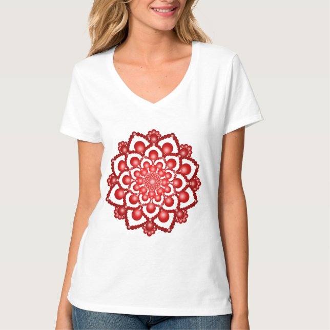 Camiseta Flor Red Dot Mandala (Frente)