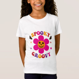 Camiseta Flor Rosa Assustadora Groovy de Halloween 