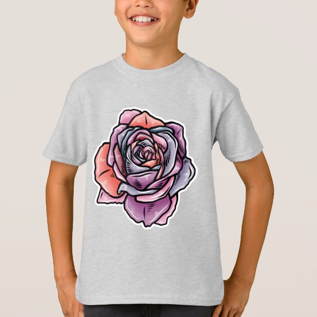 Camiseta Flor Rosa colorido (Frente)