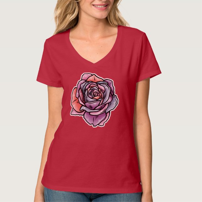 Camiseta Flor Rosa colorido (Frente)