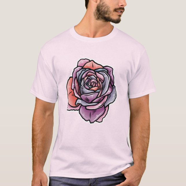 Camiseta Flor Rosa colorido (Frente)