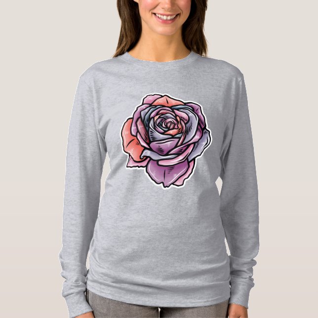 Camiseta Flor Rosa colorido (Frente)