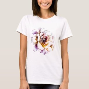 Camiseta Flor Rosa de Aquarela Branca