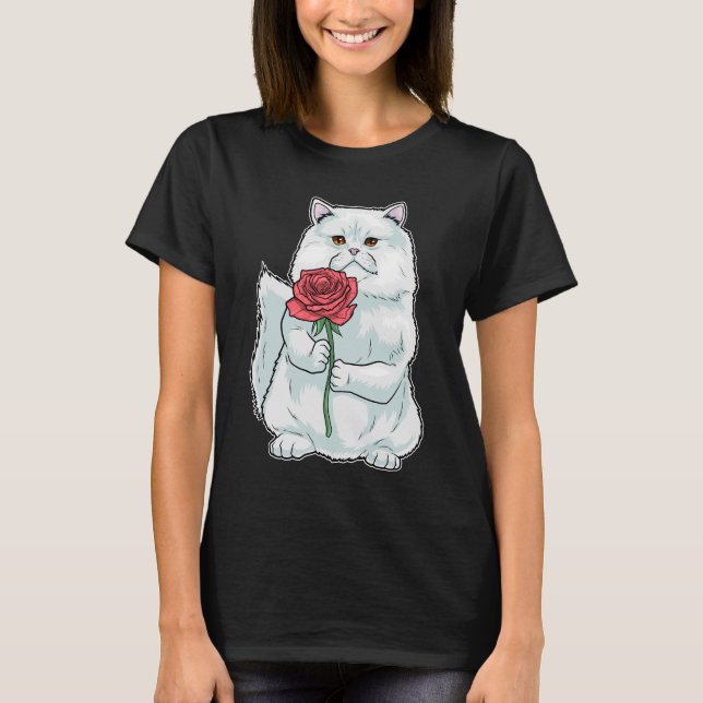 Camiseta Flor Rosa de gato persa (Frente)