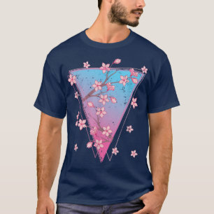 Camiseta Flor rosa Japão Sakura Synthwave Vaporwave Cherr