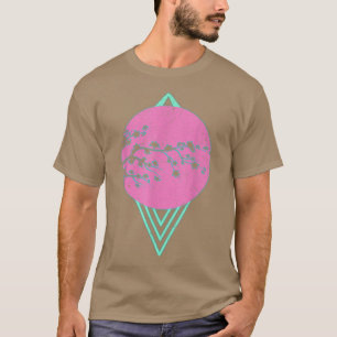 Camiseta Flor-Rosa Japonês Sakura Synthwave Vaporwave Cherr