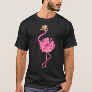 Camiseta Flor Rosa Mama Pássaro Mamãe Flamingo Verão 20