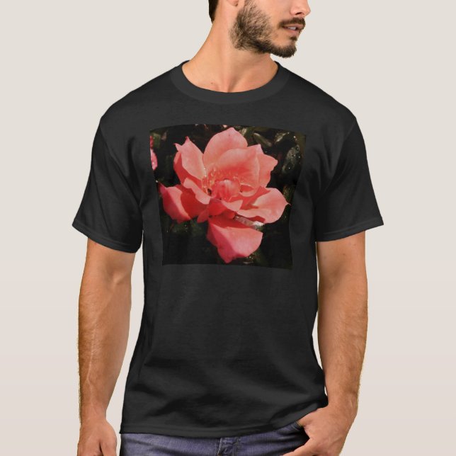 Camiseta Flor Rosa Rosa Rosa Pêssego bonito (Frente)