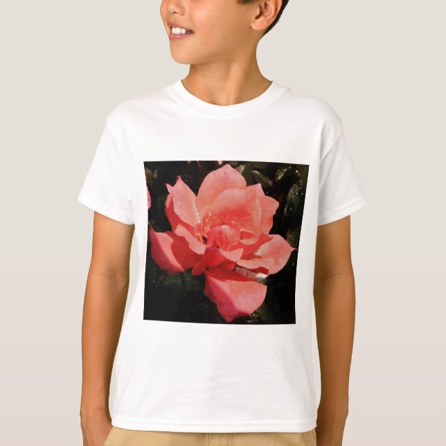 Camiseta Flor Rosa Rosa Rosa Pêssego bonito (Frente)