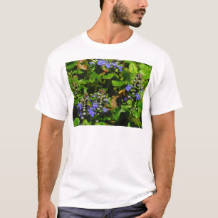 Camiseta Flor Roxo e Abelhas