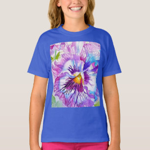 Camiseta Flor Roxo Flor Girls Watrecolor Art