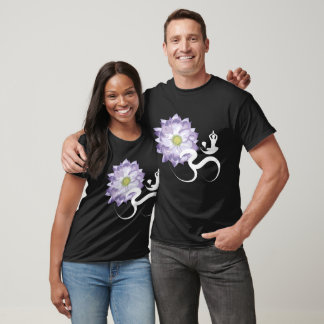 Camiseta Flor Roxo Yoga & Om/Aum Zen Caligrafia
