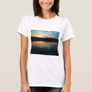 Camiseta Flor selvagem, pôr de sol azul