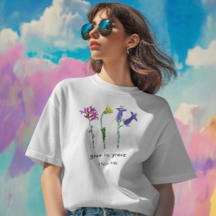 Camiseta Flor Silvestre Cresça Em Graça