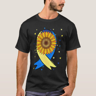 Camiseta Flor Sol Azul Fita Amarela Flor Girassol Para Baix