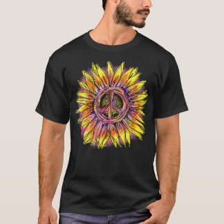 Camiseta Flor Sunflower Rainbow Tie Dye Hippie Retro